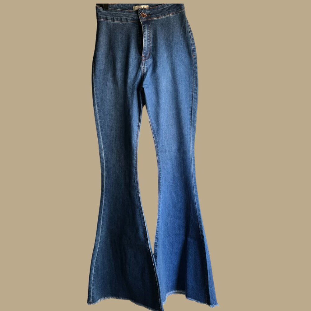 Denim Flared High Waisted Bell Bottoms - New w/ Tags
